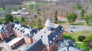 Ariel footage of Broughton hospital founded 1883 Morganton North Carolina
