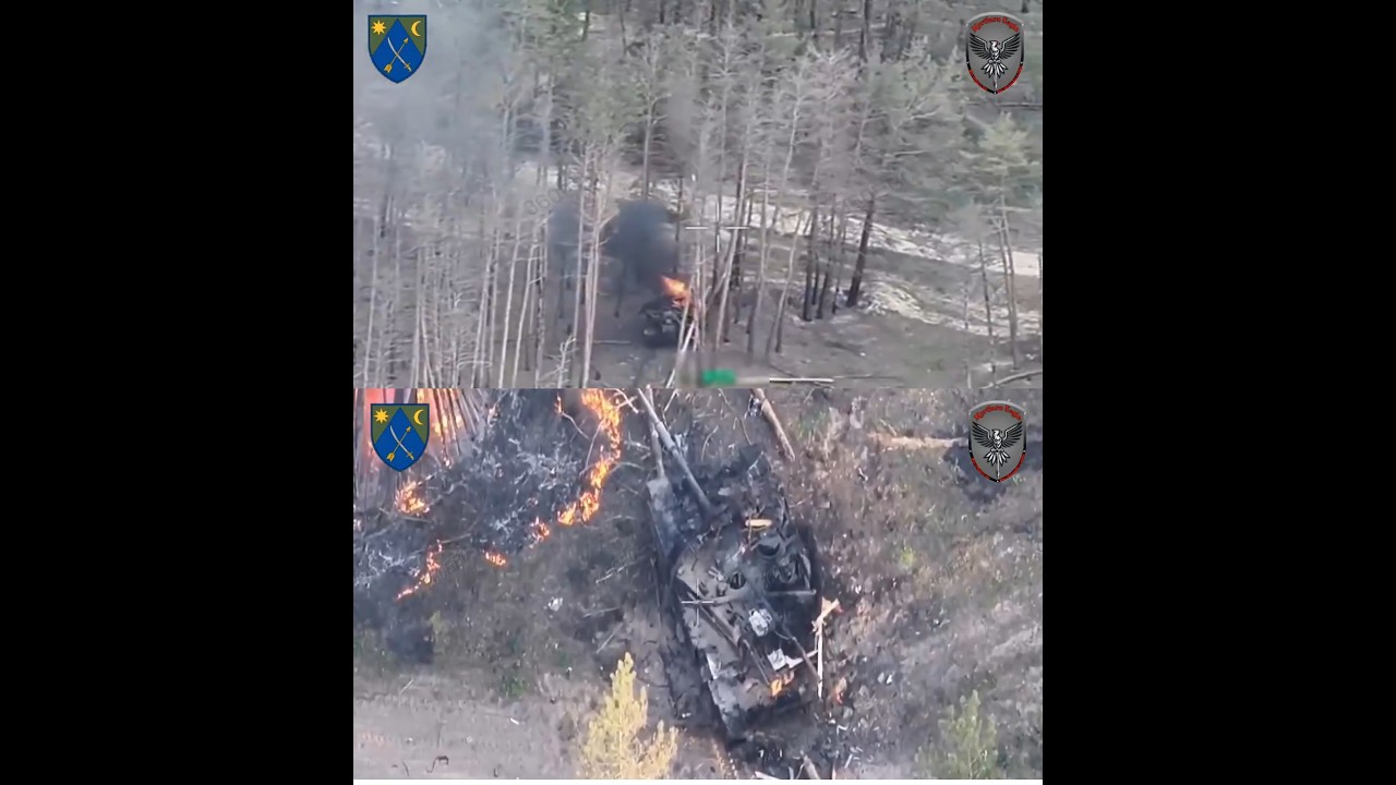 T-90M On Fire Tries to Escape: Another Drone Gets It!
