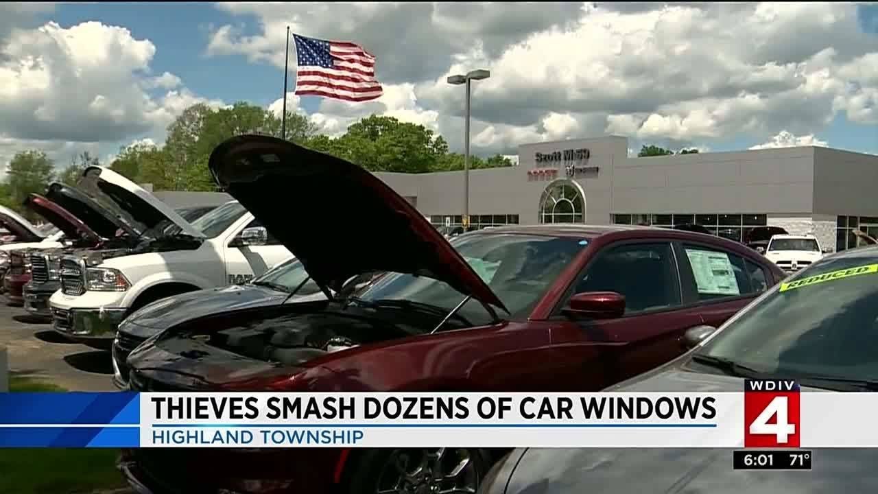 Thieves smash dozens of car windows