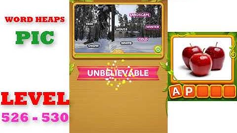 Word Heaps: Pic Puzzle Level 526 - 530 | All Answers | Walkthrough