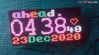 64x32 RGB Led Matrix Clock Scrolling Text With ESP32
