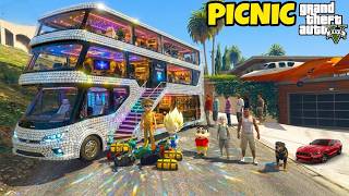 Franklin and Shinchan Plane A Road Trip With Luxury BUS From Los Santos To North Yankton IN GTA 5