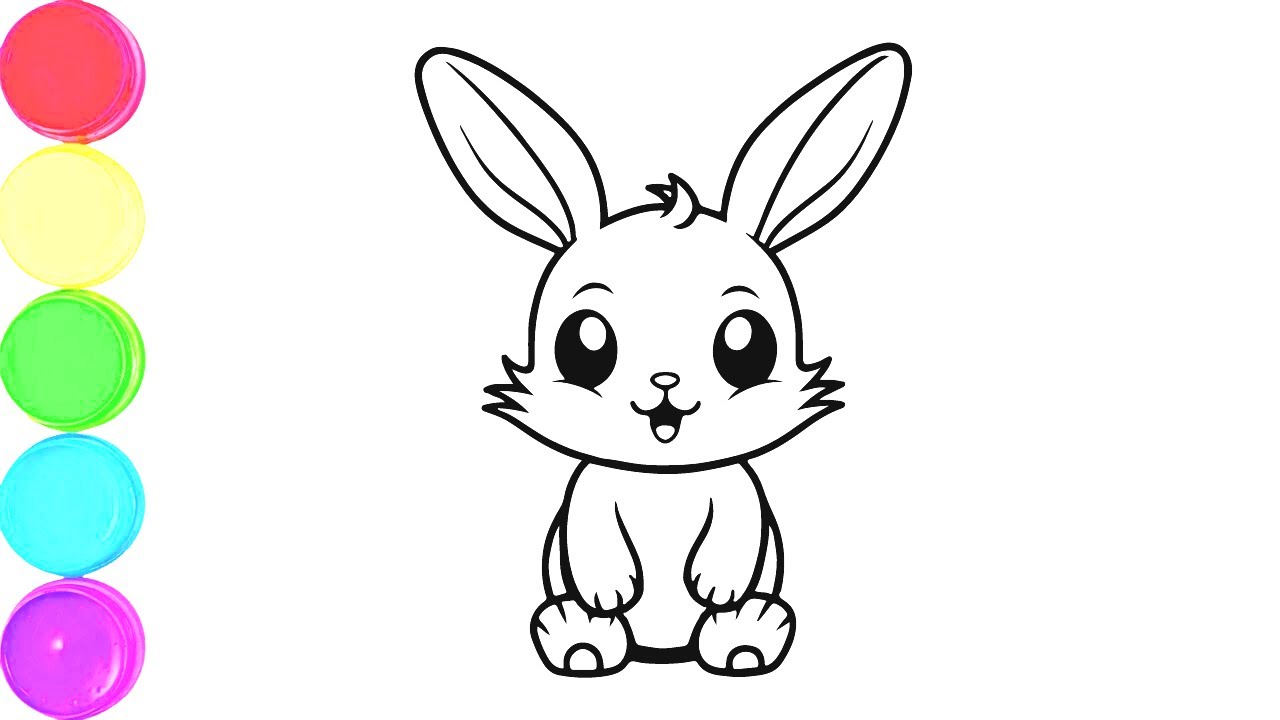 Small Rab Easy Draw Easy cute rabit drawing, Colouring for kids and toddlers || how to draw ...