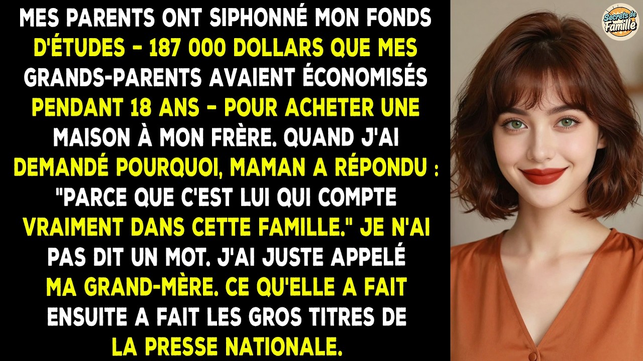Mes parents ont volé le fonds d'études de 187 000 $ que j'avais pour l'université afin de le donner