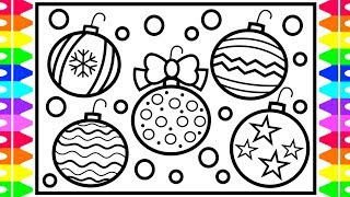 How to Draw Christmas Ornaments Step by Step for Kids| Christmas Decorations for Kids Coloring Page