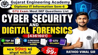 🚨GTU IT Sem-6 Cyber Security &amp; Digital Forensics (4361601)🔥Top 30 IMP Questions + PYQ Pass 💯👍#gtuimp