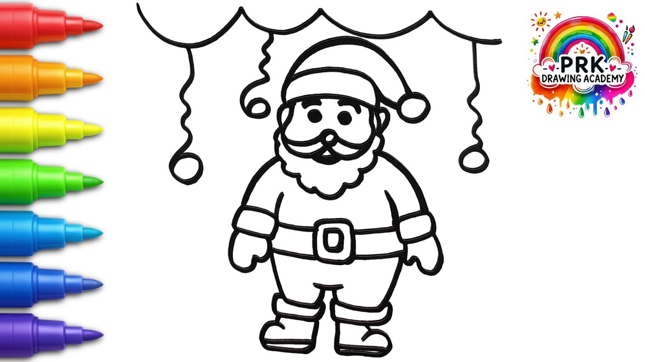 🎅 Santa Claus Easy Drawing for Toddlers🎄 Christmas Santa Claus Drawing with Colors 