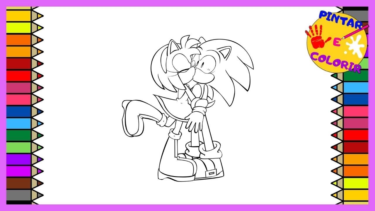 Colorindo SONIC beijando a AMY 