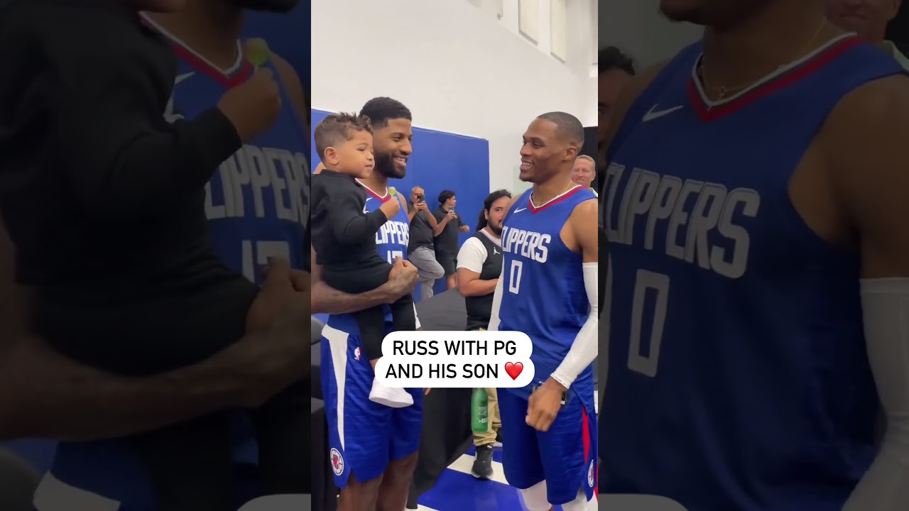 Wholesome moment between Russ & PG13 at Clippers media day 😄