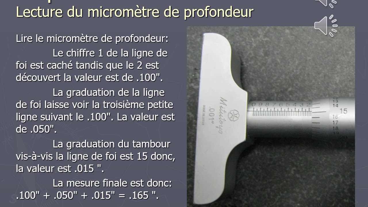 Inspection micromètre de profondeur - YouTube