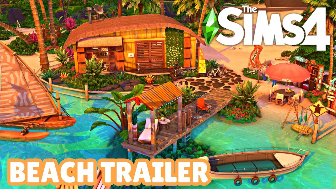 BEACH TRAILER TINY HOUSE ☀️🏖 | The Sims 4 No CC Speed Build | Sims 4 ...