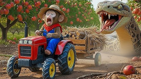 Monkey Nana drives a tractor to find the Missing Duckling and an Unexpected adventure at the farm