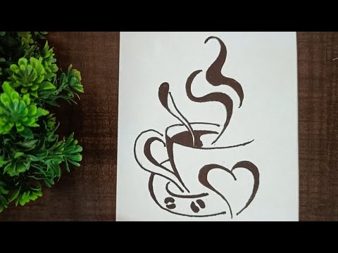 How to draw a simple and easy coffee cup //Art explore...#coffeelover# ...