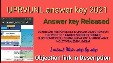 UPRVUNL TG-2 Answer Key 2021 ||  Objection Tab 2021#uprvunl_tg2_answer_keyJUNIOR ENGINEER (TRAINEE)