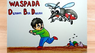 Cara menggambar poster demam berdarah - sangat mudah || cara menggambar poster waspada DBD