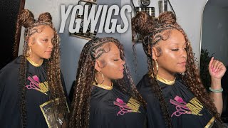 *NEW DESIGN* Flip Over Fulani Braids ft. YG WIGS Water Wave Human Hair |Dopeaxxpana