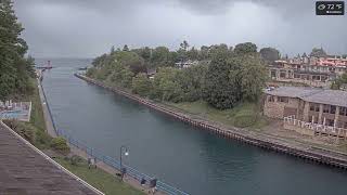 Boat getting spun around in the storm today! Charlevoix Bridge Cam