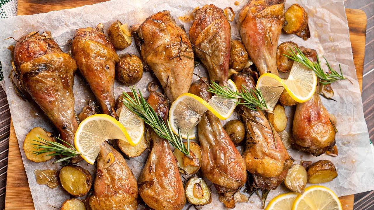 Roasted GARLICROSEMARY CHICKEN DRUMSTICKS YouTube