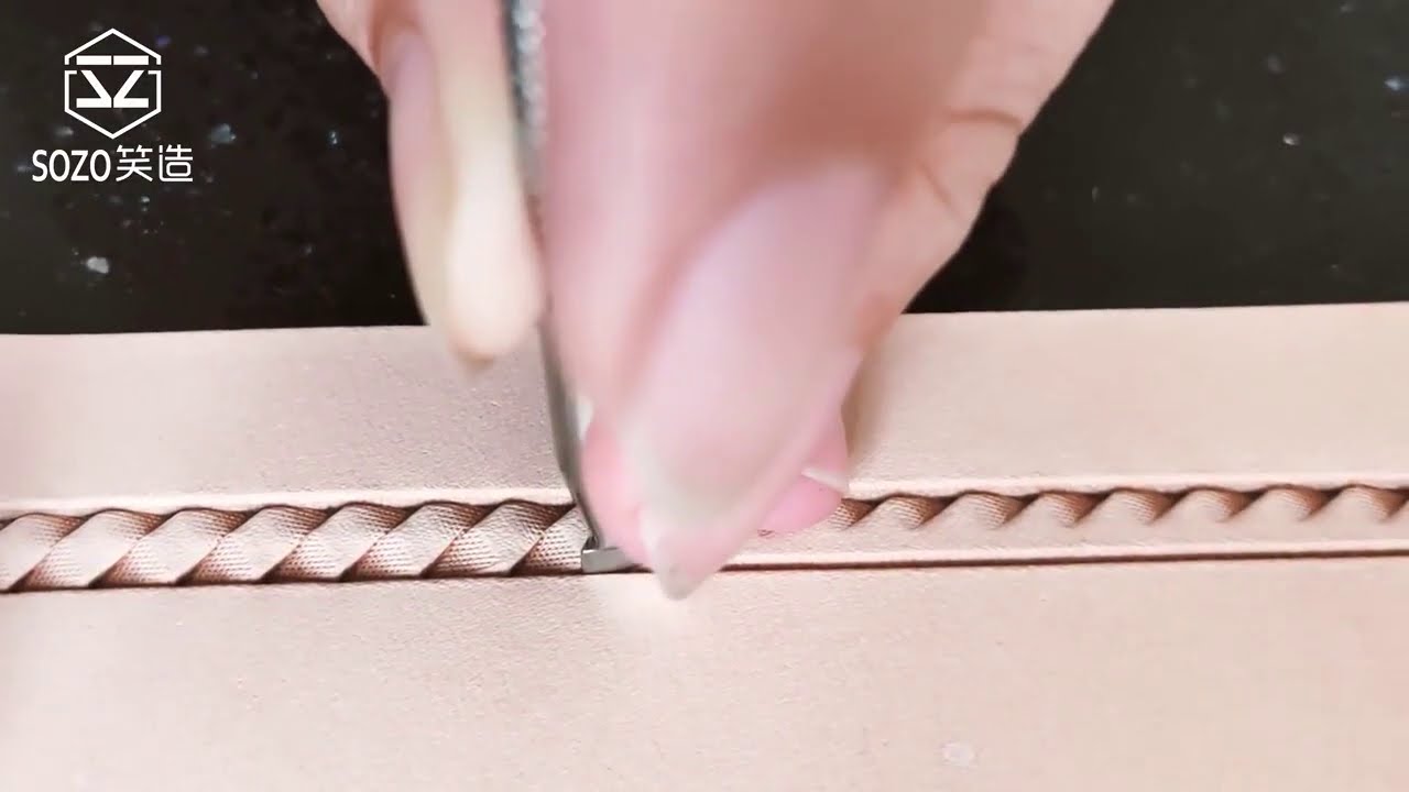 HB1 SOZO Leathercraft Leather Carving Tutorial ----Trilateral Series Border decoration