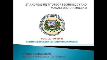 SAITM B.Tech Applied SEM 2  Programming for problem-solving lecture 2 ARRAYS 2