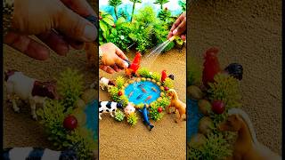 Diy mini creative fishpond project how to make handpump #asmr #handpump #rooster