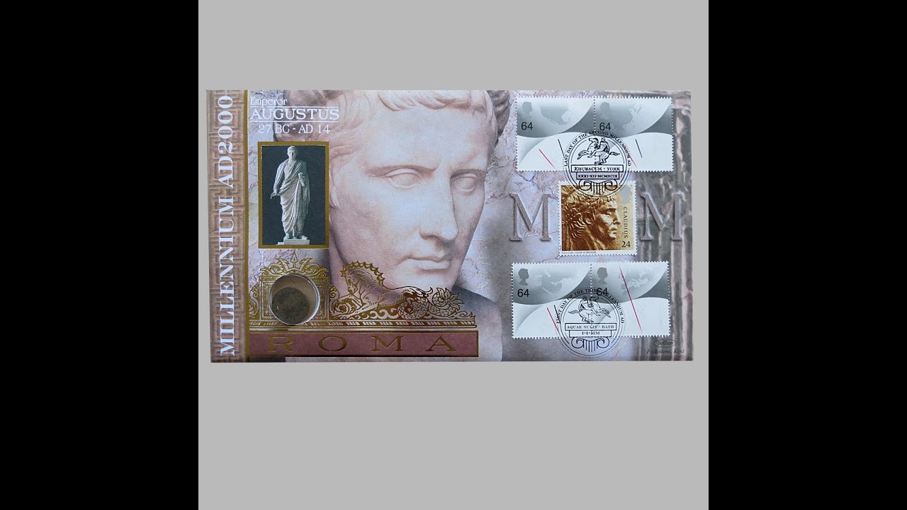 2000 Emperor Augustus Roman Copper Bronze Coin Cover - Benham First Day Cover