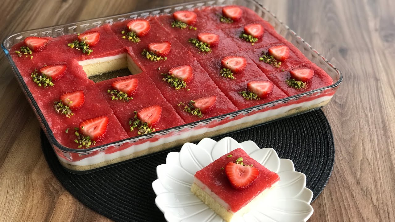 YAPIMI ÇOK KOLAY LEZZETİ MÜKEMMEL👌BORCAMDA ÇİLEKLİ PASTA TARİFİ YAZ