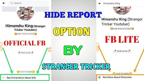 How To Make Hide Report Option Facebook Account By ||STRANGER  TRICKER|| 2020