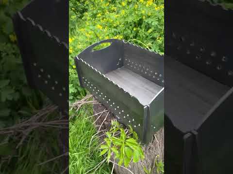 Мангал металлический 4 мм, 12 шампуров, компактный, без покрытия, видео 1
