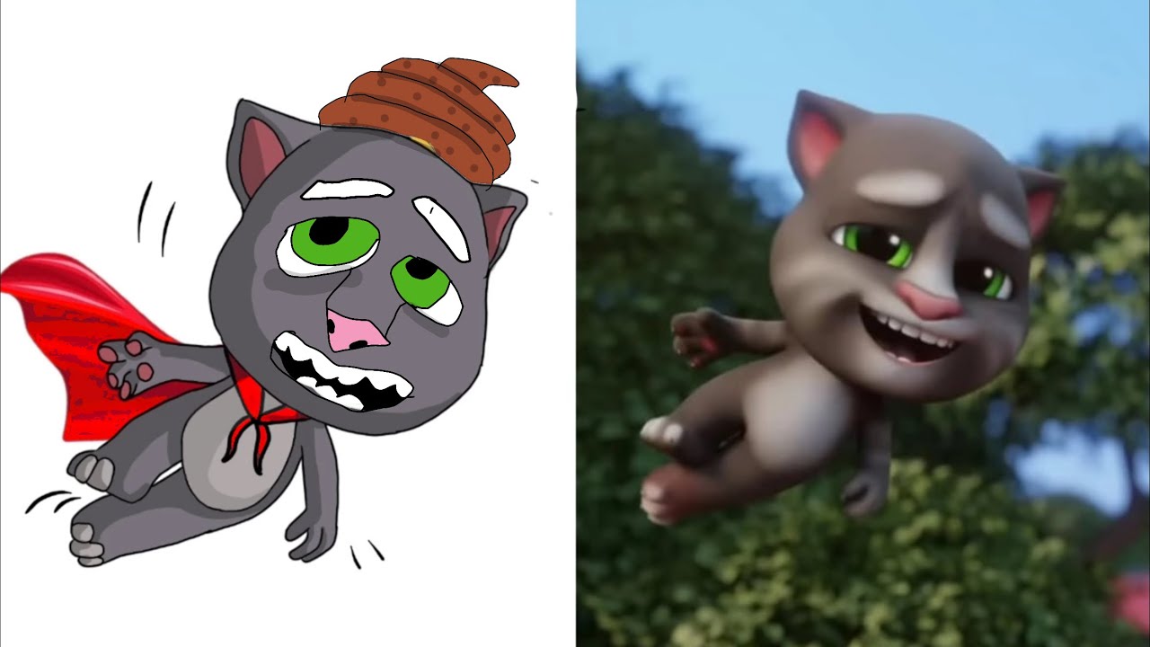 Смейся с моим говорящим Томом 2. Забавный рисунок. Мем. Попробуй не засмеяться 😂