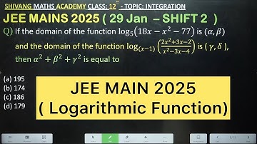 Q) If the domain of  log_5 (18𝑥−𝑥^2−77) is (𝛼,𝛽)  log_((𝑥−1)) ((2𝑥^2+3𝑥−2)/(𝑥^2−3𝑥−4)) is ( 𝛾,𝛿 ),
