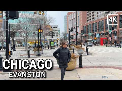 Chicago 🇺🇸 Evanston Neighborhood Walking Tour On Thursday | March 12, 2026 | 4K 60fps