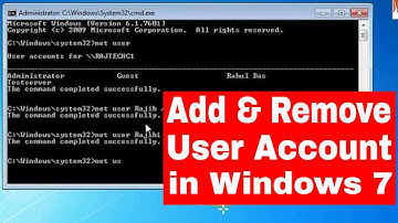 How To Add User Account In Windows 7 Using Cmd | how to remove user account in windows 7 using cmd