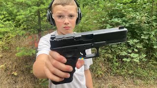 Son’s first time runnin a HOLSTER!! Upper Hand Holsters and Glock 17 gen 3 and some gun safety talk.