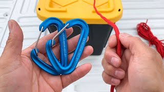 Carabiner Truckers Hitch - Tension Locking. (Ladder to pole)