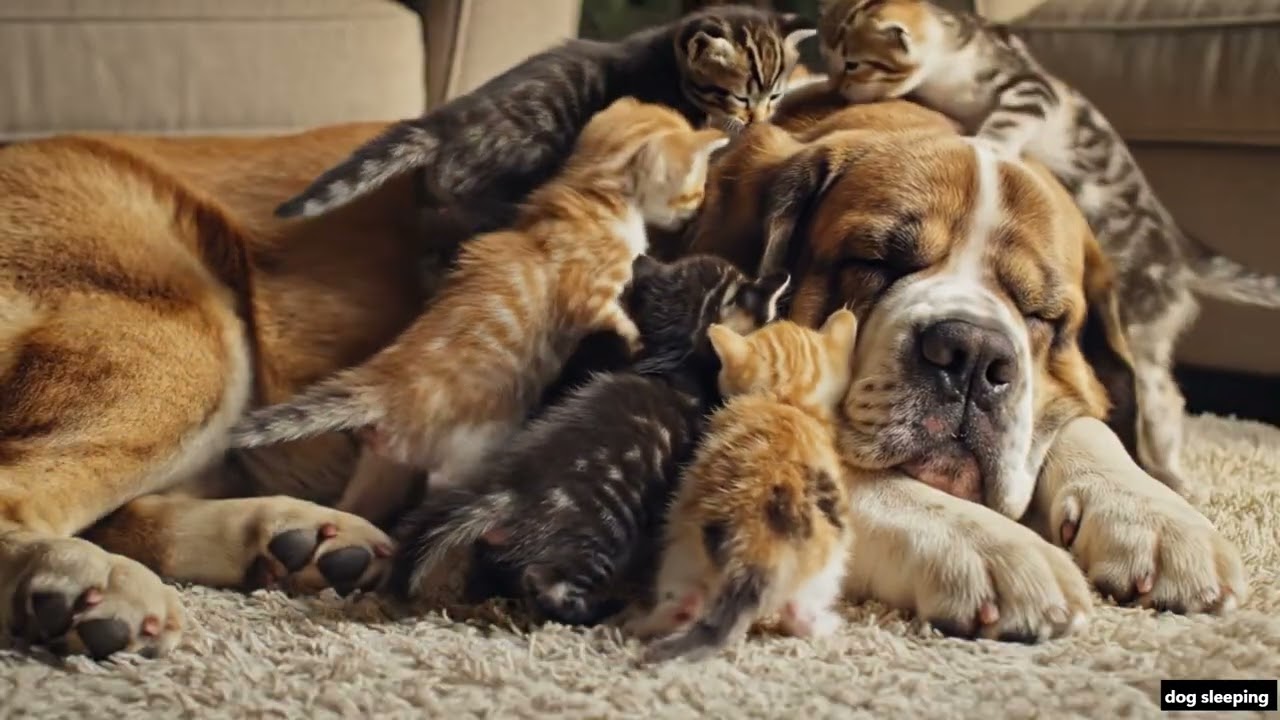 “Soft Pillow Nap: Kitten Uses Dog as a Cushion”