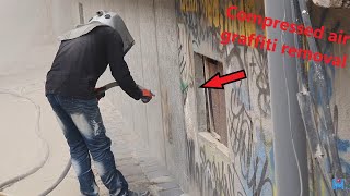 Compressed air graffiti removal