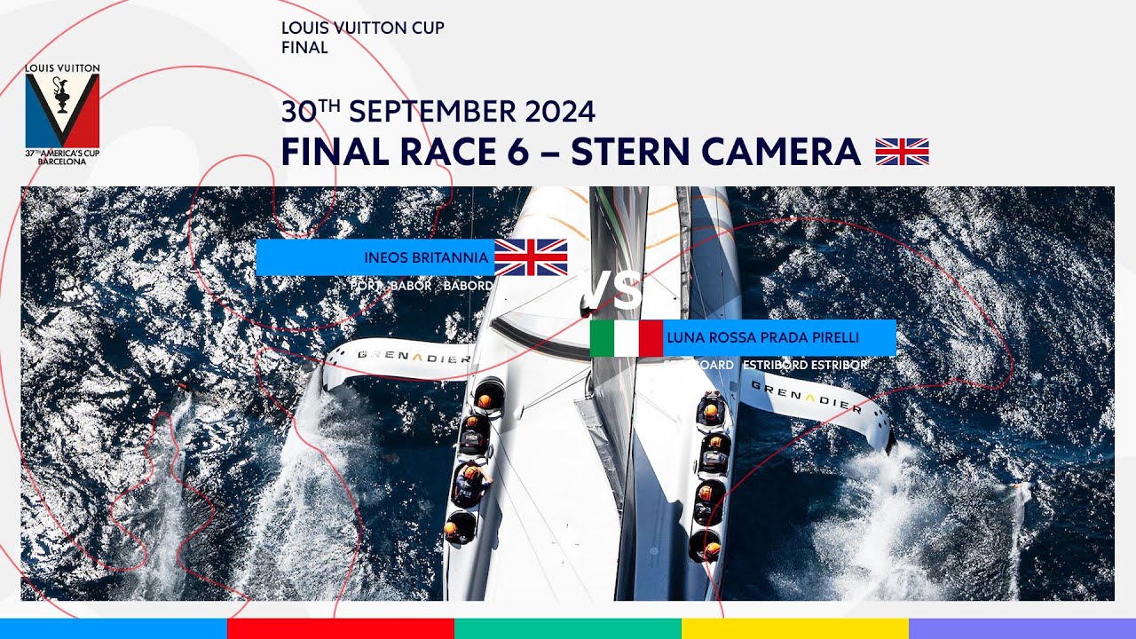 Louis Vuitton Cup Final Race 6 Port Entry Stern Camera - INEOS Britannia