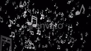 White Musical Notes Move To the Camera on a Black Background | Motion Graphics - Envato elements