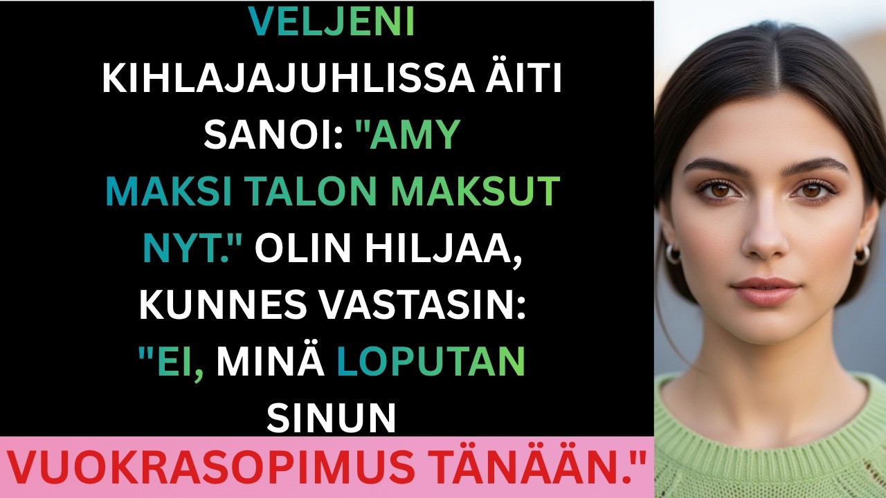Seisoin omassa talossani, jonka olin ostanut ja jota vanhempani kutsuivat omakseen, kun isäni kilautti lasiaan ja ilmoitti kaikille naapureille ja sukulaisille, että alan maksaa heidän...