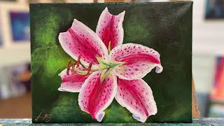 How To Paint A Stargazer Lily timelapse in acrylic