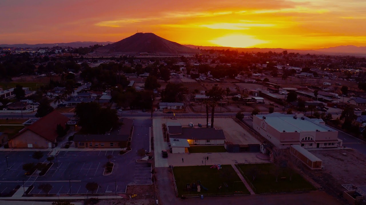 Aerial Video A Beautiful Sunset over Norco Christian Church YouTube