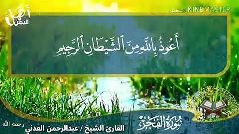 سورة الفجر- القارئ الشيخ/ عبدالرحمن العدني رحمه الله