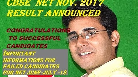 CBSE NET NOV. 2017 RESULT ANNOUNCED