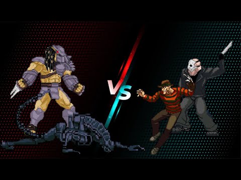 Mugen Team Match Ups 42 - Freddy & Jason vs. Alien & Predator - YouTube