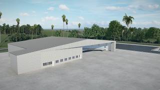 Usa Canada Famous Design Steel Structure Aircraft Hangar 3D Animation