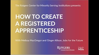 How to Create a Registered Apprenticeship