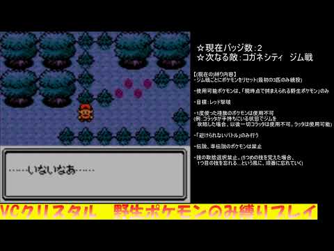 【VCクリスタル】野生ポケモンだけでクリア！【育てられないトレーナーはと】