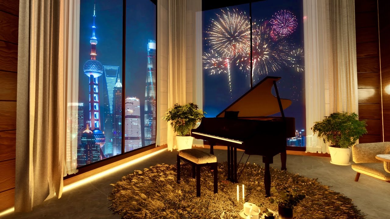 Shanghai Luxury Apartment Ambience | Chinese New Year Fireworks & LP Sounds | Oriental Ambience 白噪音