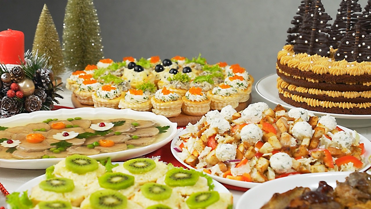Меню для Рождественского стола! Готовим 8 блюд: закуски, салаты, торт.